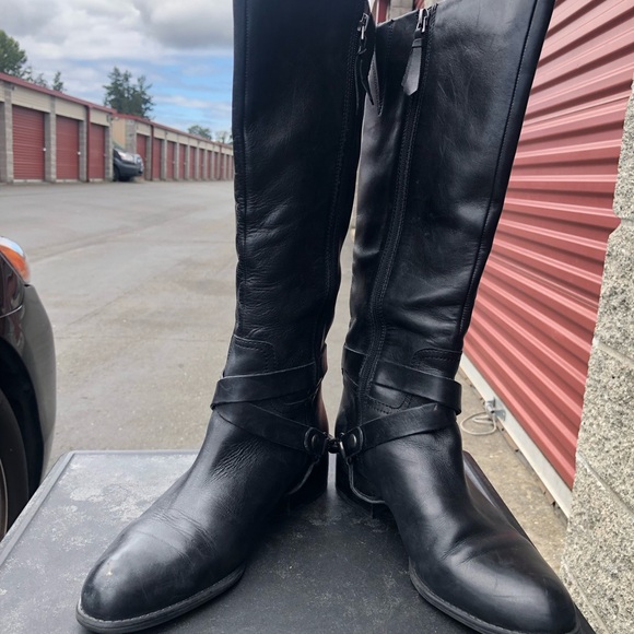 Franco Sarto Circuit Women’s Black Leather Tall Buckle Ride Boots Size 10M - Picture 6 of 14